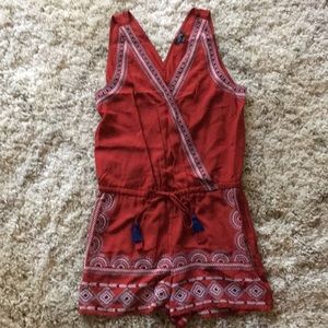 Loft red embroidered romper